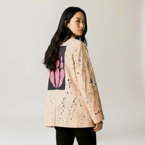 Upcycled Hand Panted East German Military Blazer/ Peach Storm Ritter Cool People